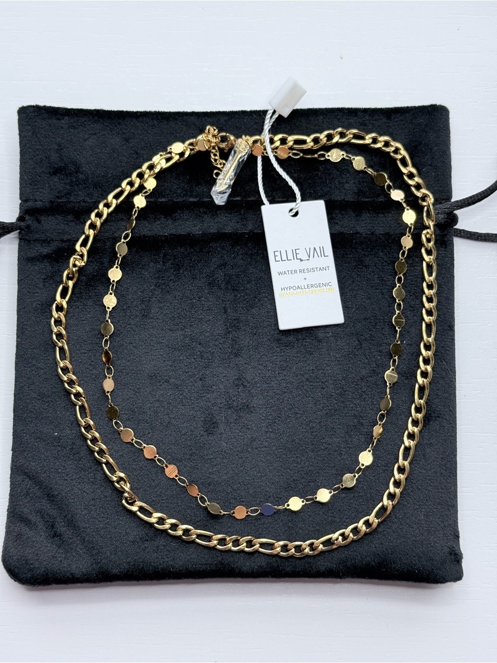 ELLIE VAIL 18k Gold Layered Chain Necklace - Double Strand Water Resistant
